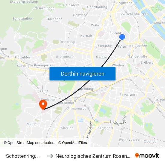 Schottenring, Wien to Neurologisches Zentrum Rosenhügel map