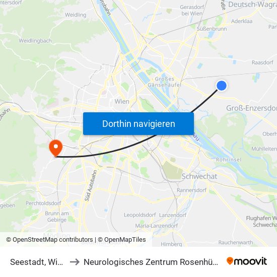 Seestadt, Wien to Neurologisches Zentrum Rosenhügel map