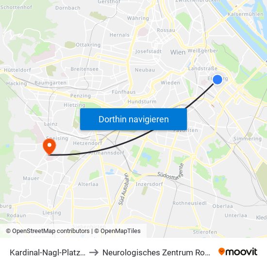 Kardinal-Nagl-Platz, Wien to Neurologisches Zentrum Rosenhügel map