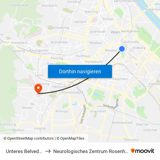 Unteres Belvedere to Neurologisches Zentrum Rosenhügel map