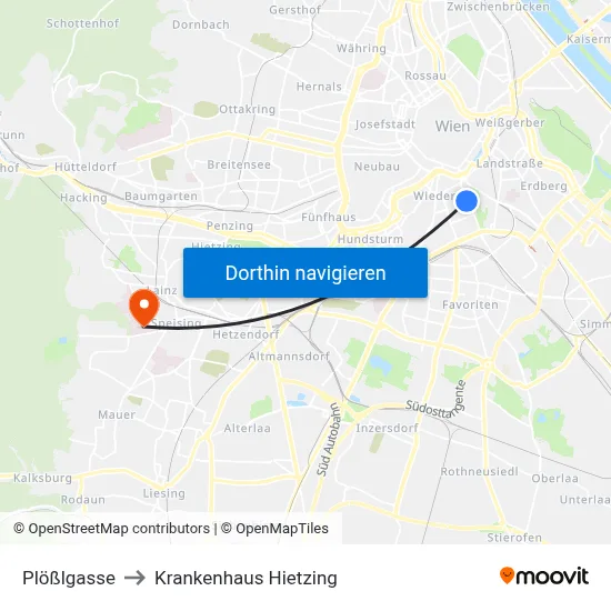 Plößlgasse to Krankenhaus Hietzing map