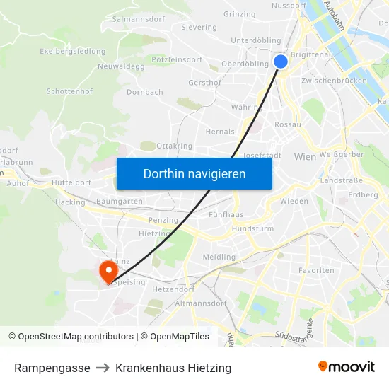 Rampengasse to Krankenhaus Hietzing map