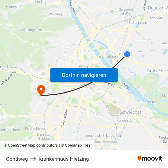 Contiweg to Krankenhaus Hietzing map