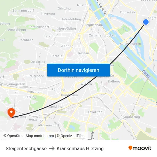 Steigenteschgasse to Krankenhaus Hietzing map