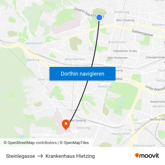 Steinlegasse to Krankenhaus Hietzing map