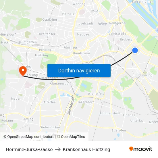 Hermine-Jursa-Gasse to Krankenhaus Hietzing map