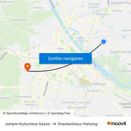 Johann-Kutschera-Gasse to Krankenhaus Hietzing map