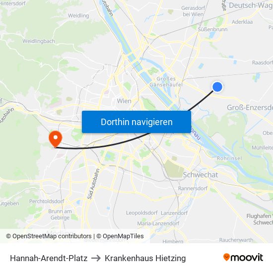 Hannah-Arendt-Platz to Krankenhaus Hietzing map