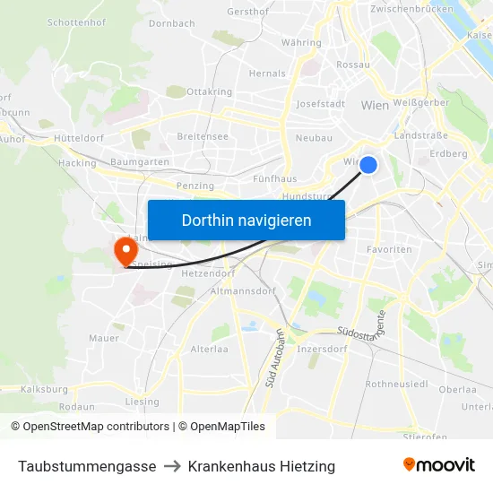 Taubstummengasse to Krankenhaus Hietzing map