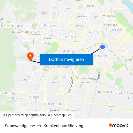 Sonnwendgasse to Krankenhaus Hietzing map