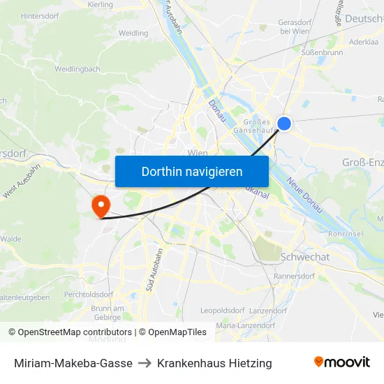 Miriam-Makeba-Gasse to Krankenhaus Hietzing map