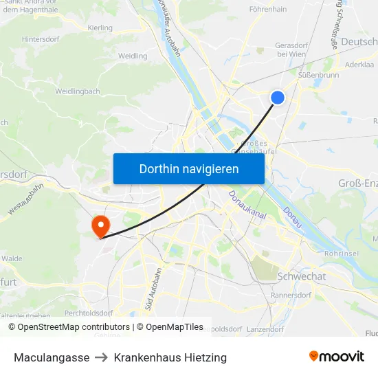 Maculangasse to Krankenhaus Hietzing map