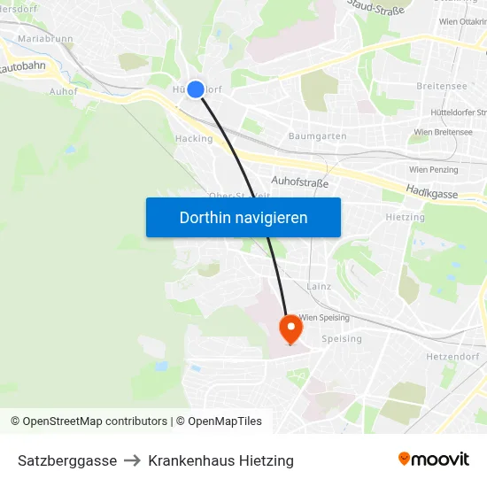 Satzberggasse to Krankenhaus Hietzing map