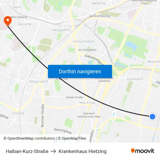 Halban-Kurz-Straße to Krankenhaus Hietzing map