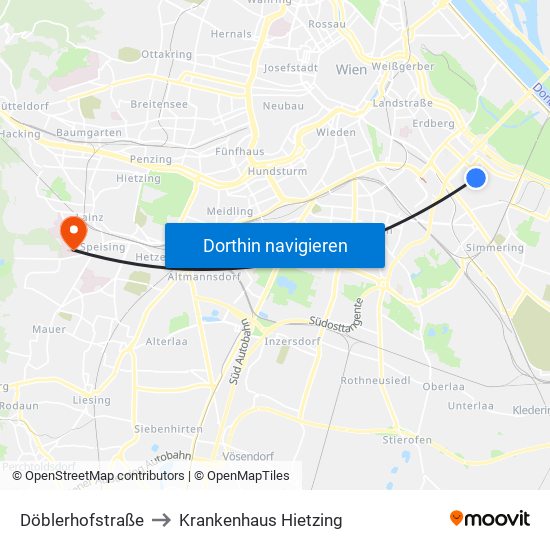 Döblerhofstraße to Krankenhaus Hietzing map