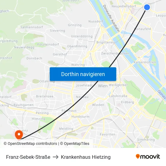 Franz-Sebek-Straße to Krankenhaus Hietzing map