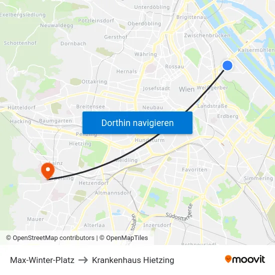 Max-Winter-Platz to Krankenhaus Hietzing map