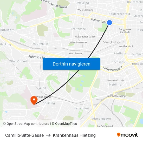 Camillo-Sitte-Gasse to Krankenhaus Hietzing map
