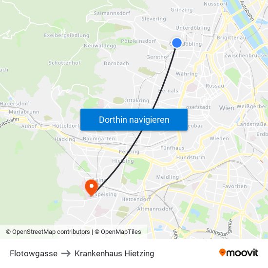 Flotowgasse to Krankenhaus Hietzing map