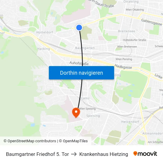 Baumgartner Friedhof 5. Tor to Krankenhaus Hietzing map