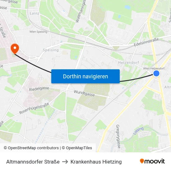 Altmannsdorfer Straße to Krankenhaus Hietzing map