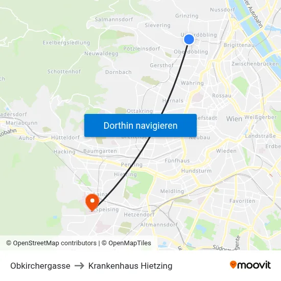 Obkirchergasse to Krankenhaus Hietzing map