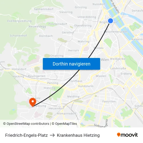 Friedrich-Engels-Platz to Krankenhaus Hietzing map