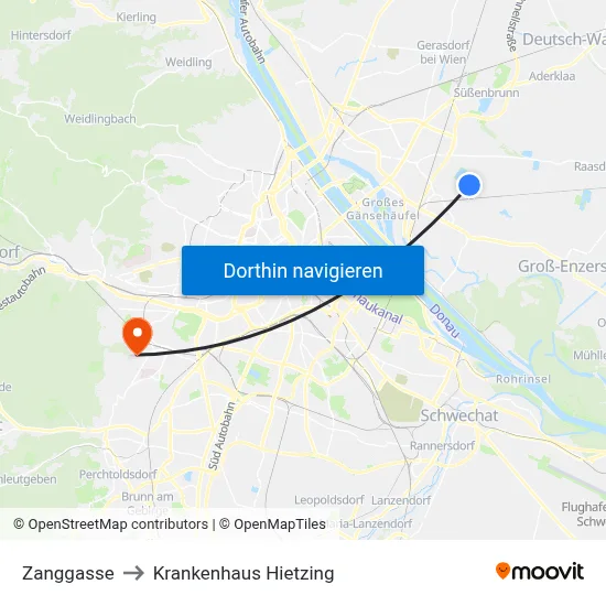 Zanggasse to Krankenhaus Hietzing map