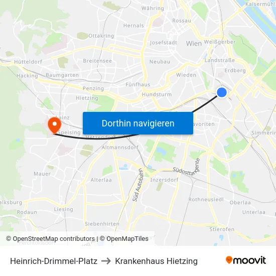 Heinrich-Drimmel-Platz to Krankenhaus Hietzing map