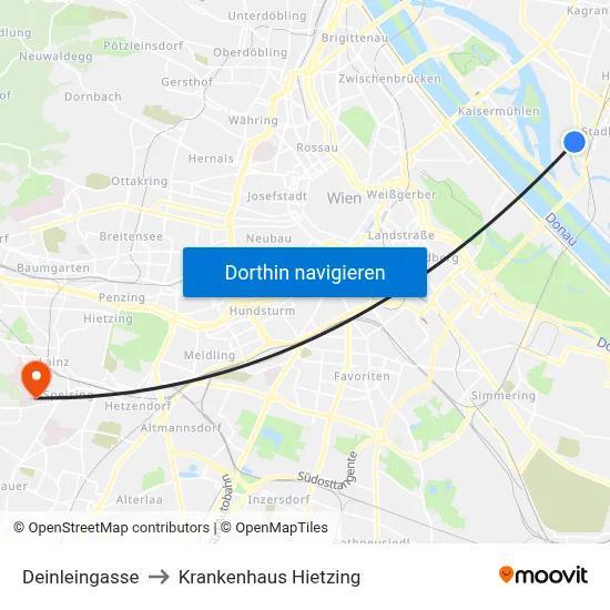 Deinleingasse to Krankenhaus Hietzing map
