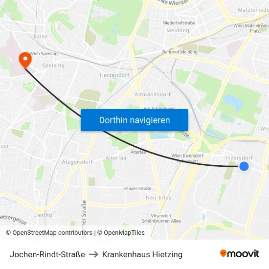 Jochen-Rindt-Straße to Krankenhaus Hietzing map