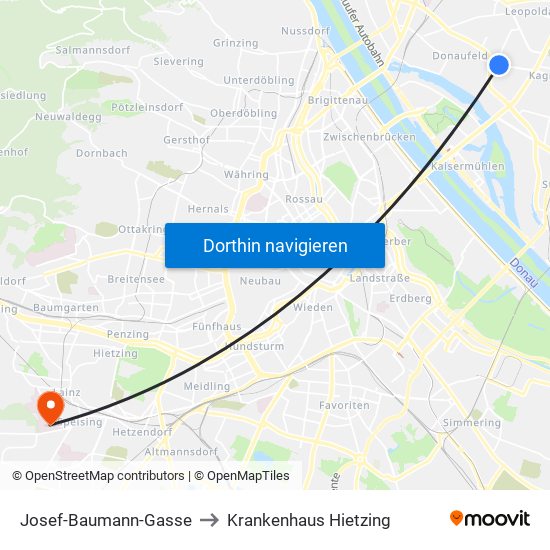 Josef-Baumann-Gasse to Krankenhaus Hietzing map