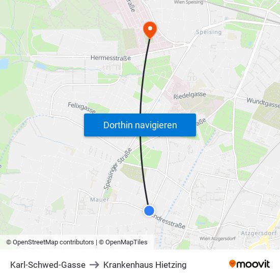 Karl-Schwed-Gasse to Krankenhaus Hietzing map