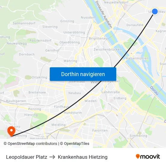 Leopoldauer Platz to Krankenhaus Hietzing map