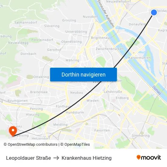 Leopoldauer Straße to Krankenhaus Hietzing map
