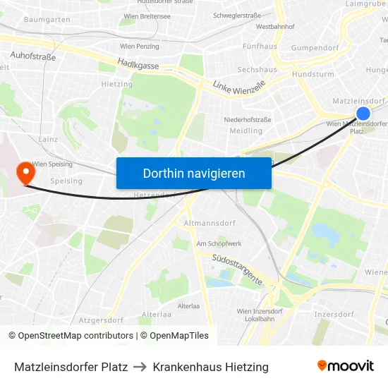 Matzleinsdorfer Platz to Krankenhaus Hietzing map