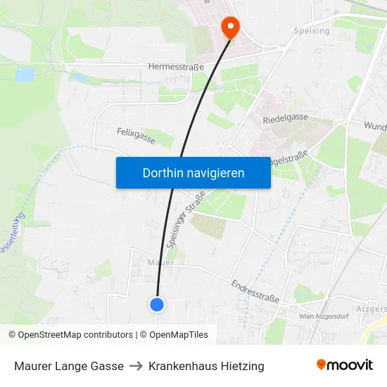 Maurer Lange Gasse to Krankenhaus Hietzing map