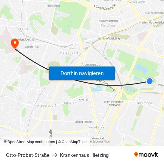 Otto-Probst-Straße to Krankenhaus Hietzing map