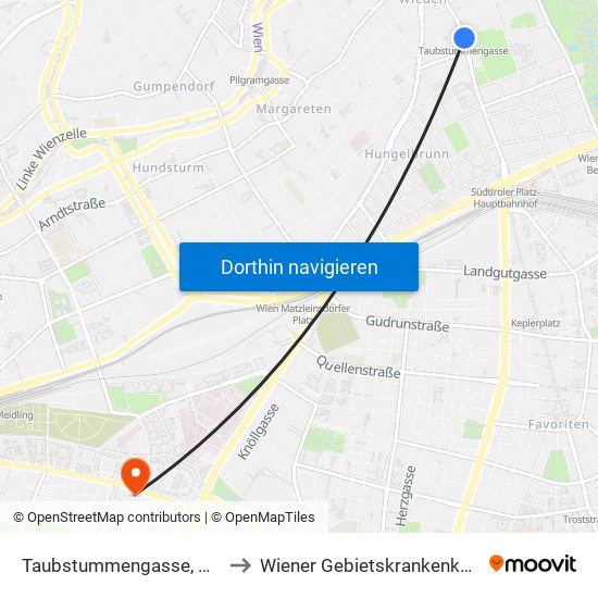 Taubstummengasse, Wien to Wiener Gebietskrankenkasse map