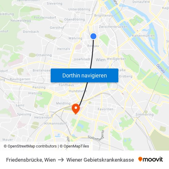 Friedensbrücke, Wien to Wiener Gebietskrankenkasse map