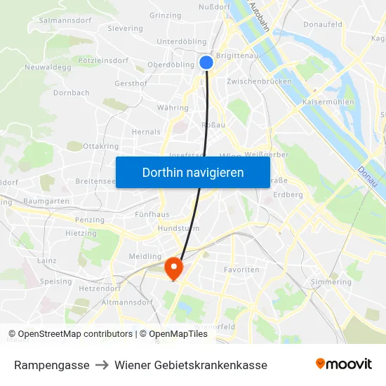 Rampengasse to Wiener Gebietskrankenkasse map