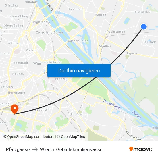 Pfalzgasse to Wiener Gebietskrankenkasse map