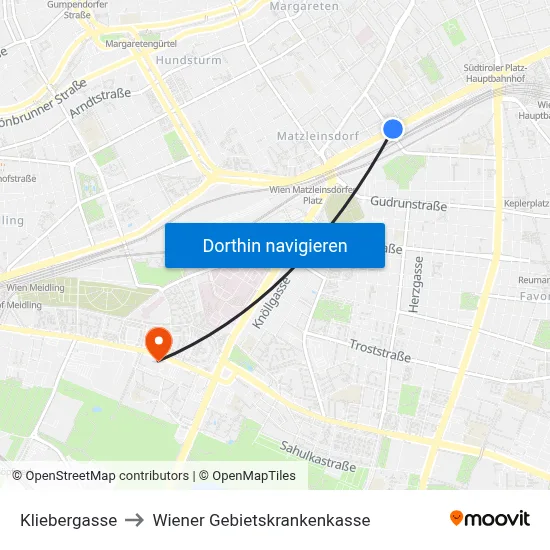 Kliebergasse to Wiener Gebietskrankenkasse map