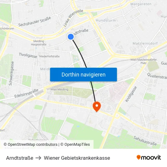 Arndtstraße to Wiener Gebietskrankenkasse map