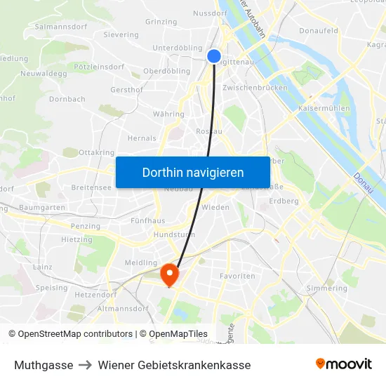 Muthgasse to Wiener Gebietskrankenkasse map