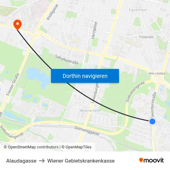 Alaudagasse to Wiener Gebietskrankenkasse map