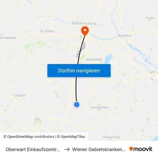 Oberwart Einkaufszentrum Eo to Wiener Gebietskrankenkasse map