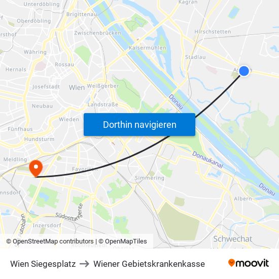 Wien Siegesplatz to Wiener Gebietskrankenkasse map