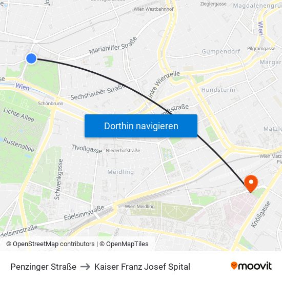 Penzinger Straße to Kaiser Franz Josef Spital map
