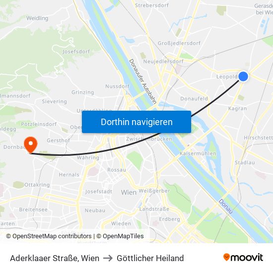 Aderklaaer Straße, Wien to Göttlicher Heiland map